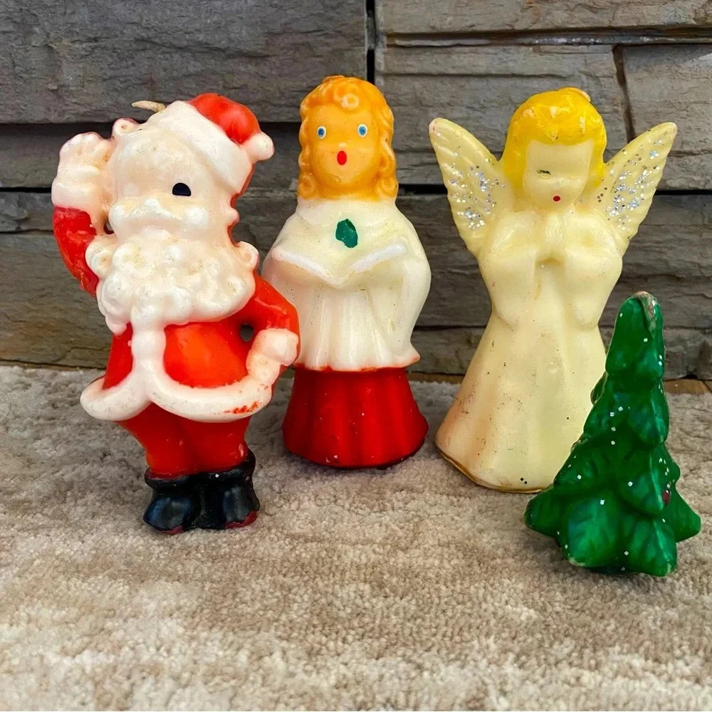 Vintage Gurley Novelty Co. USA Christmas Candles Chorister Santa Angel Tree